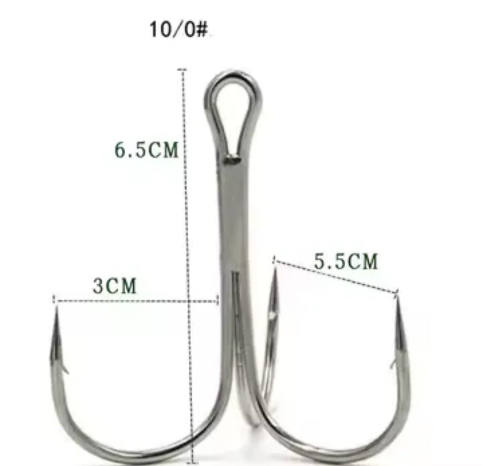 10/0 Barbed Treble Snagging Hooks