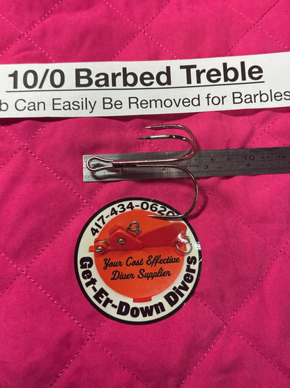 10/0 Barbed Treble Snagging Hooks